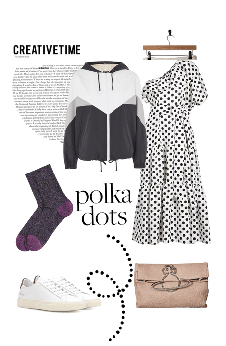 Polka dot dress with a windbreaker
