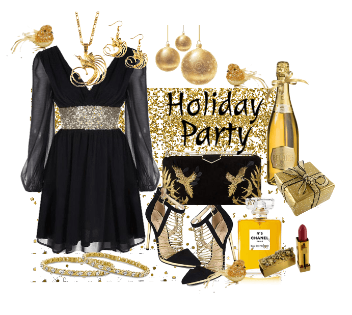 Black Dress with Gold -- Holiday Party