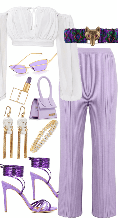 lavender pleated pants look