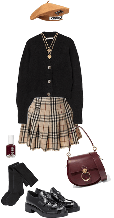 burberry / plaid skirt look