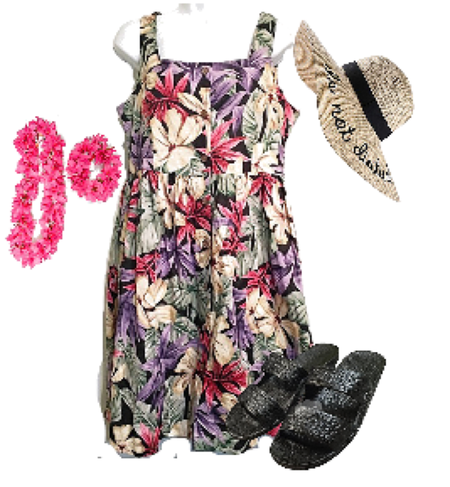 Hilo Hattie Vintage Hawaiian Floral Babydoll Dress