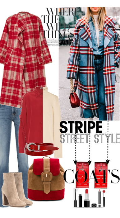Oversized Stripe Street Style Coats