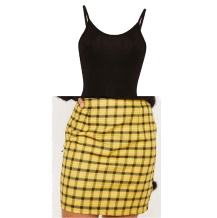 gingham black yellow skirt
