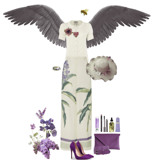 the angel of purple flowers