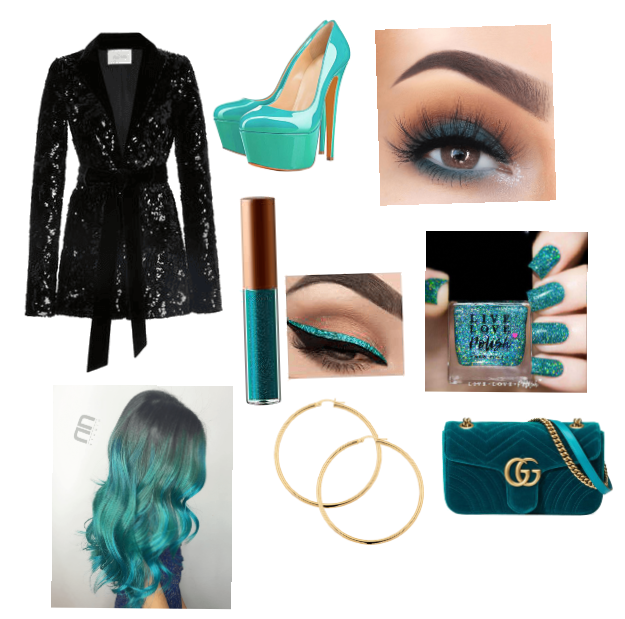 Teal Party look