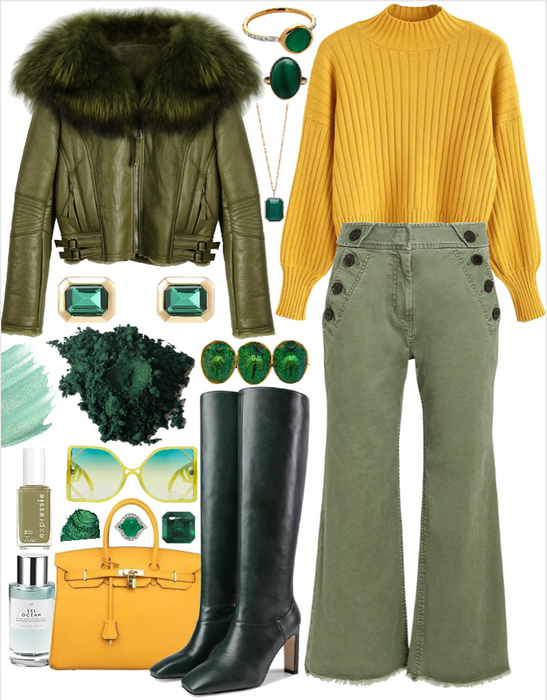 winter green + mustard