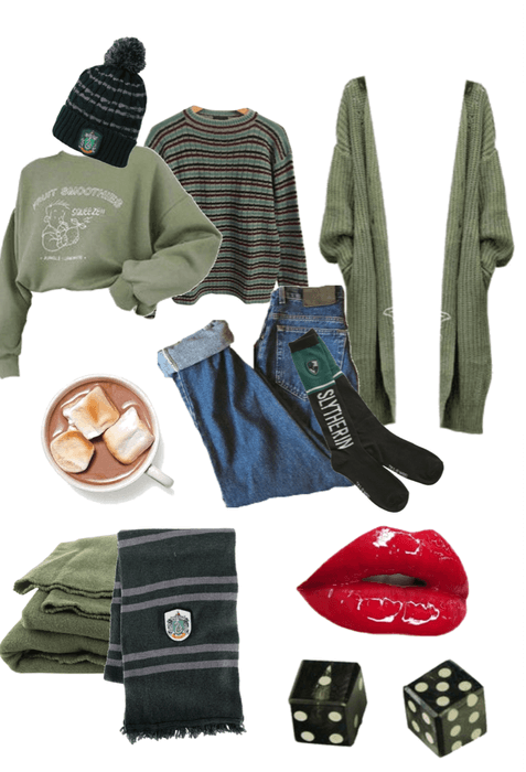 cozy slytherin look - in your dorms for the holidays