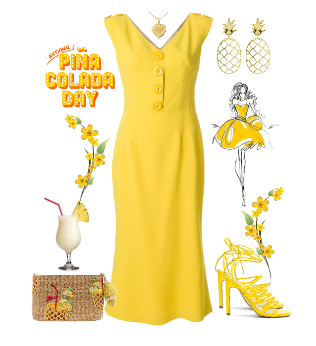 Pina Colada Dress in All Yellow