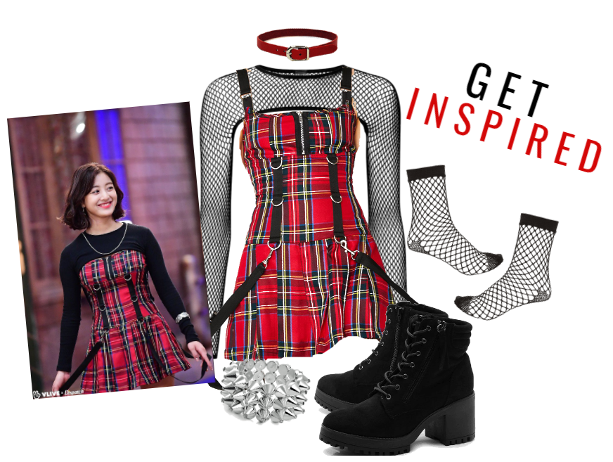 Red Plaid Dress Look