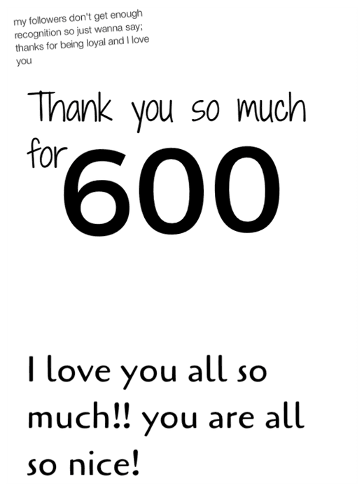 Thank You so much for 600 followers!