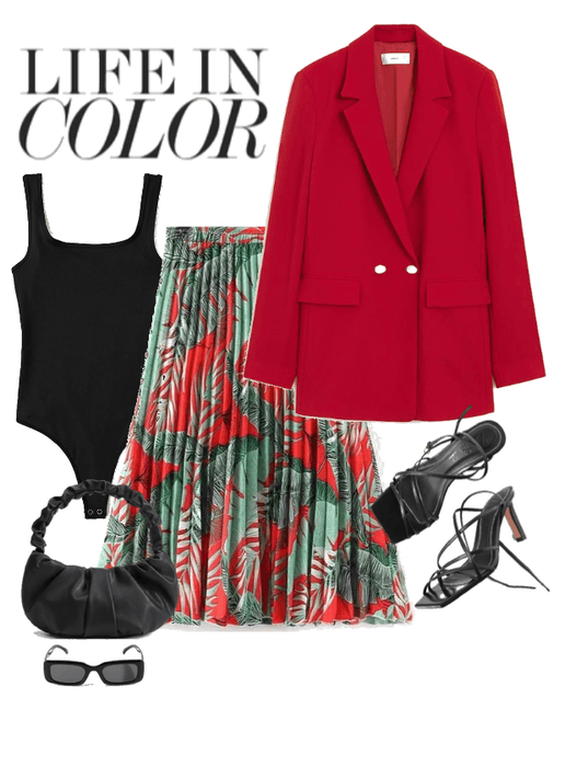 Red blazer outfit