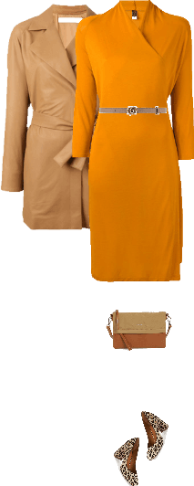 Office outfit: Beige - Orange