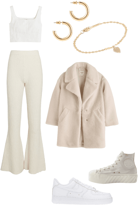 casual white beige outfit