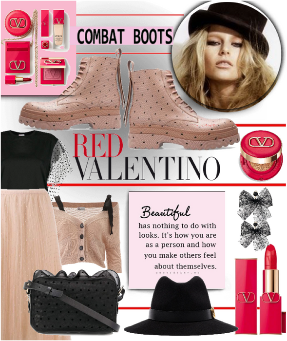 Red Valentino combat boots