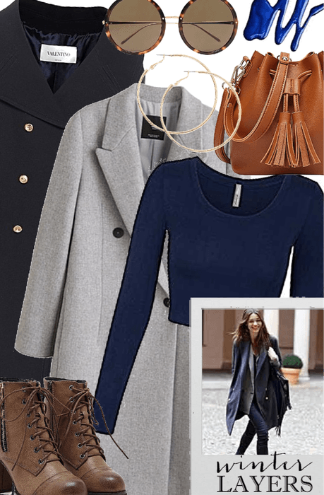 Winter Layers: Brown, blue, and grey