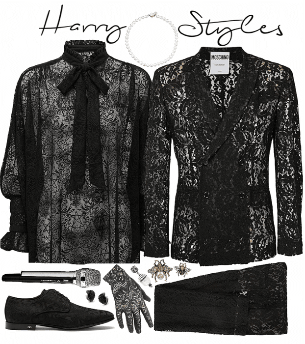 Black Version of Harry Styles BRITs 2020 Lace Suit