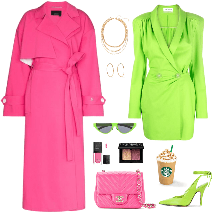 neon light green and Barbie pink