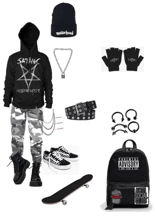 Skater emo gothic outfit