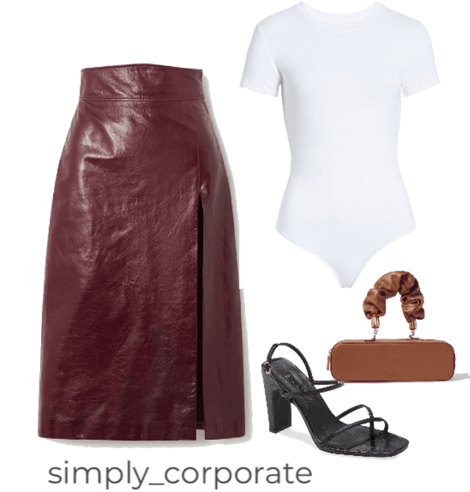 leather skirt look