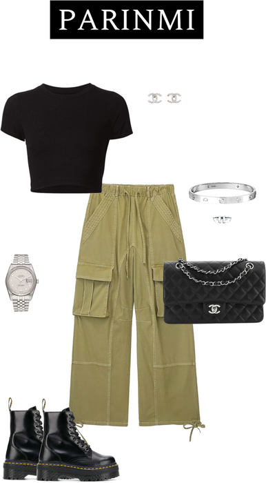 parinmi army green cargo pants outfit Outfit