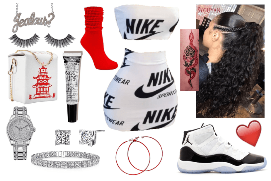red and white baddie outfit