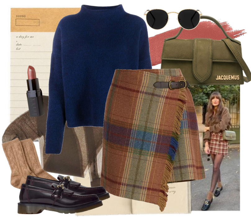 Plaid Skirt with Loafers