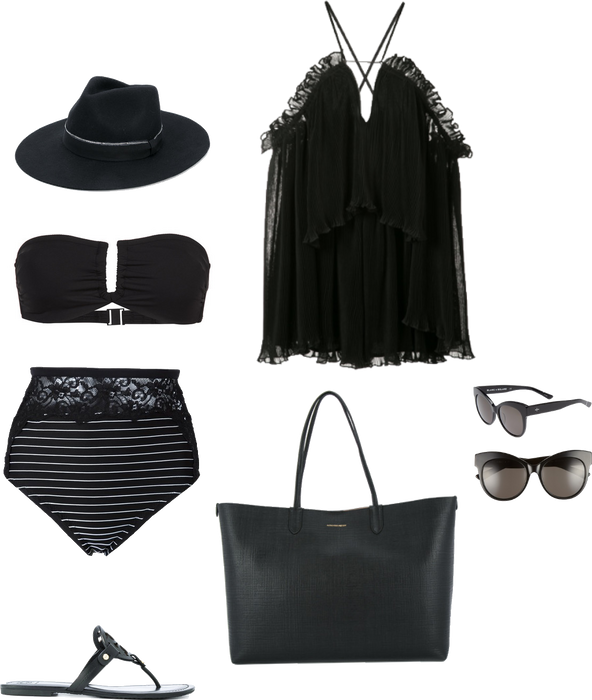 All black chic beach outfit