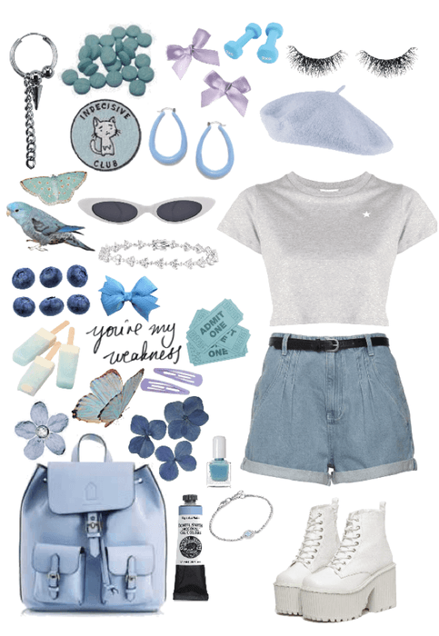 blue & white casual outfit ❄️☁️