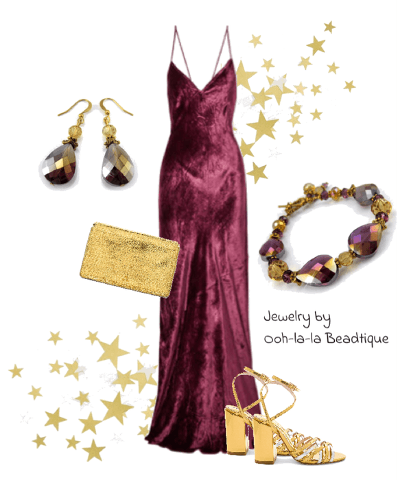 Formal Burgundy Gold outfit