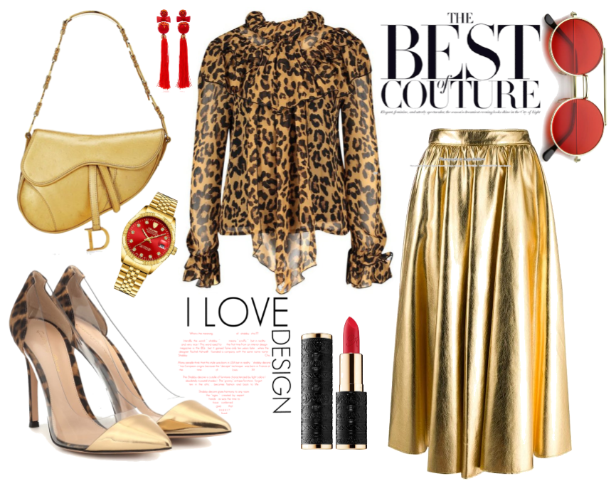 gold ,leopard print and red