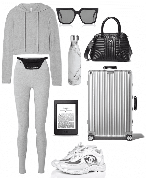 grey travel outfit