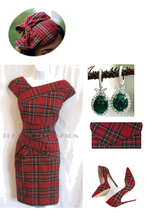 Red Plaid Outfit/w Fascinator