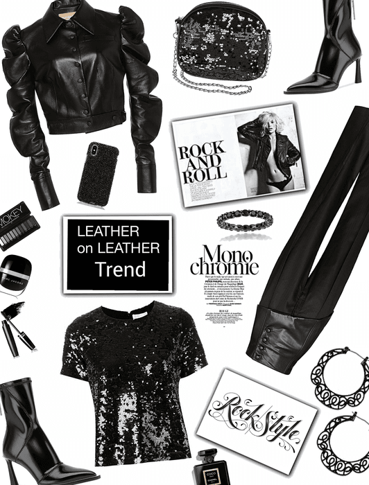 leather on leather/ monochrome black