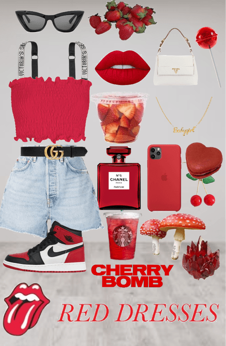 red cherry strawberry outfit