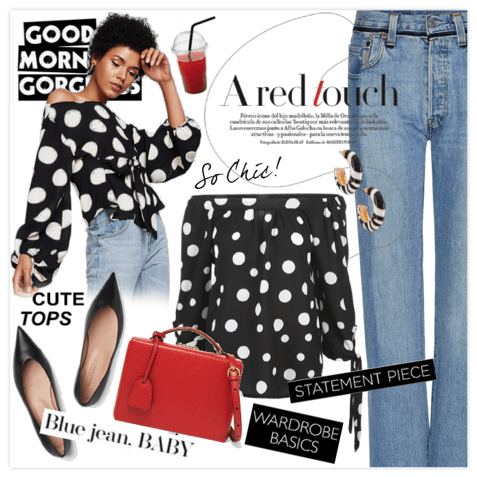 Jeans & Cute tops: A red touch