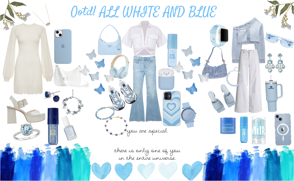 blue and white ootd!