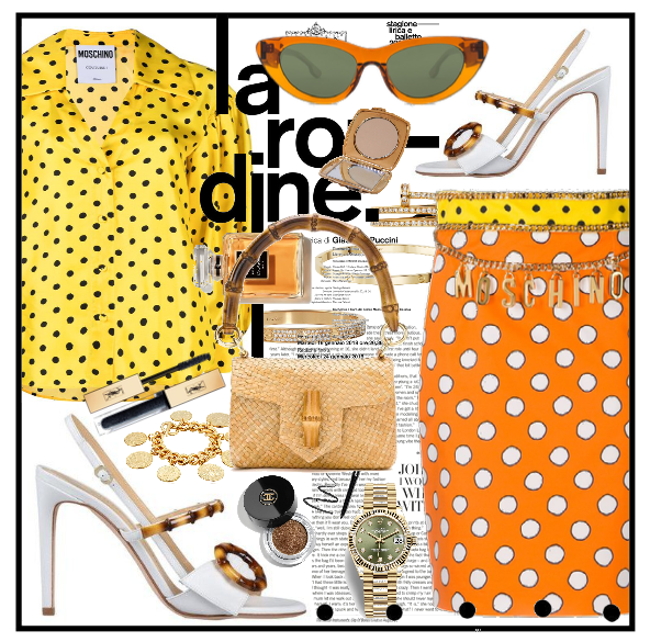 Moschino orange and yellow outfit