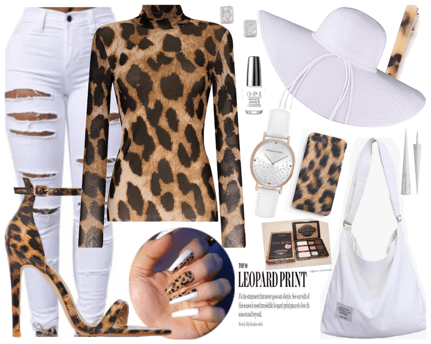 Leopard print and white