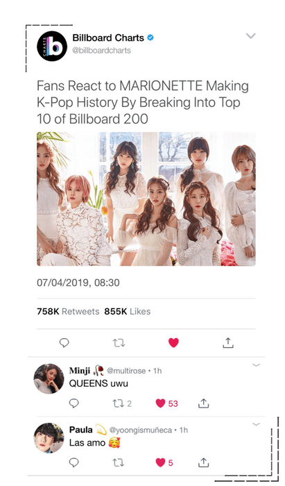 {MARIONETTE} Billboard Charts Twitter Update
