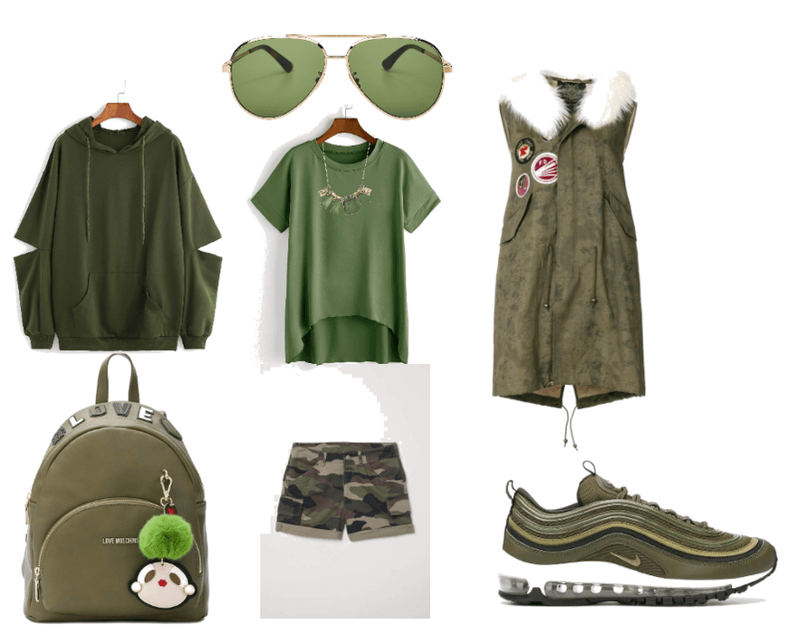Print and military green color for a splendid look