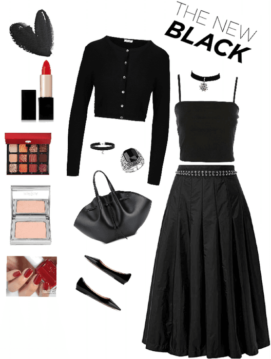 Outfit total Black con pollera