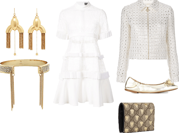 gold white brocade look
