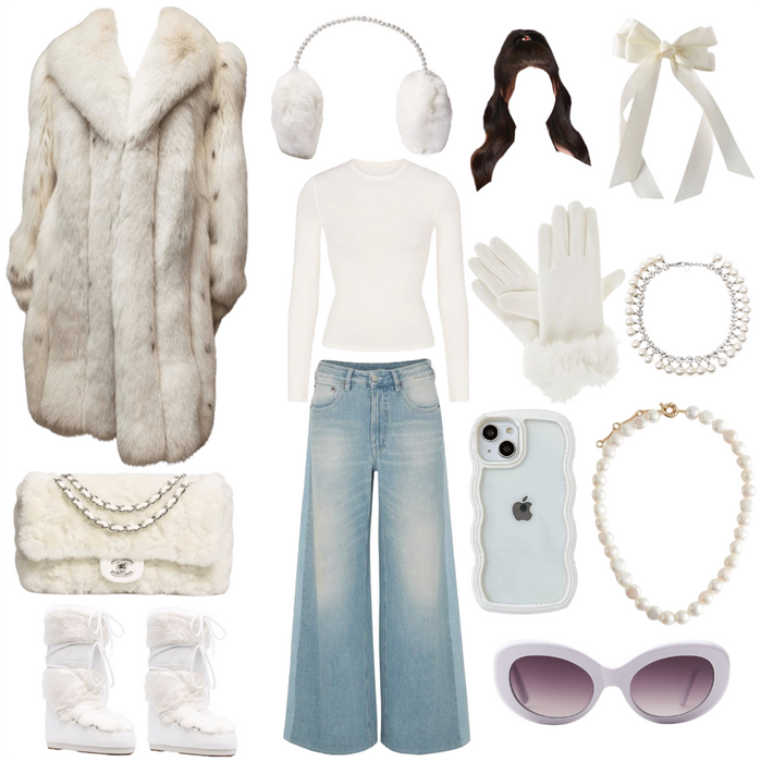White winter fur coat