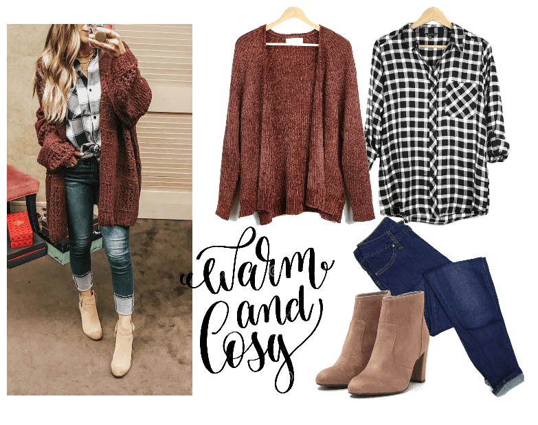 Warm and Cozy Cardigan with Plaid