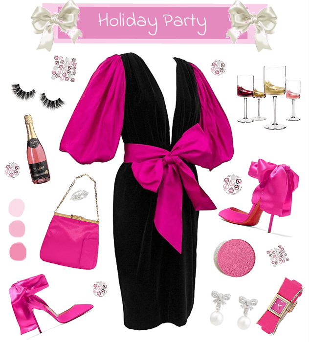Holiday Party in Pink, Black and White