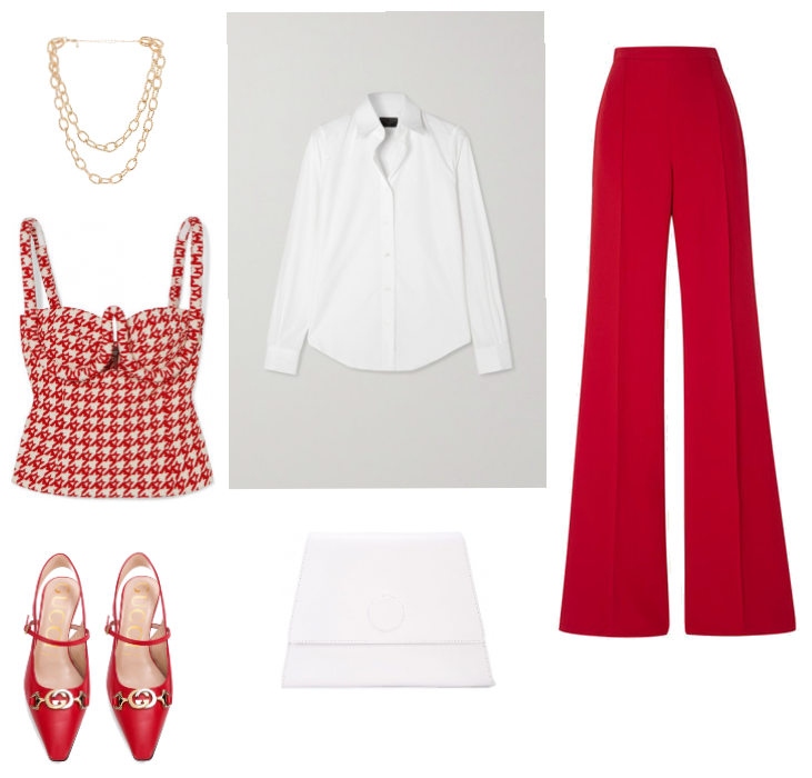 Red and white outfit