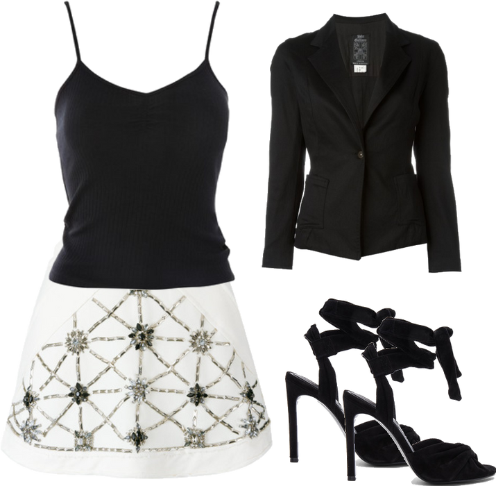 embellished skirt, black and white