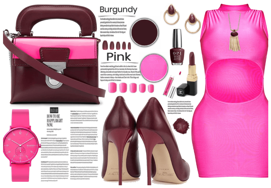 Pink and burgundy