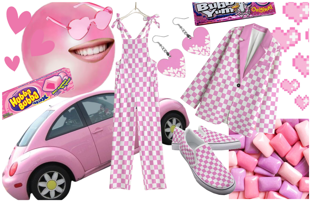 Bubblegum Pink Checker Clowncore
