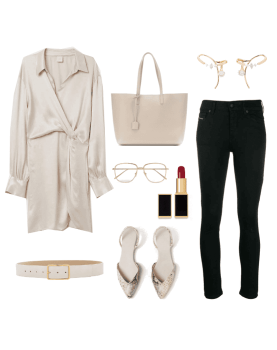 beige work outfit
